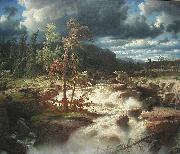 marcus larson Waterfall in Smaland USA oil painting artist